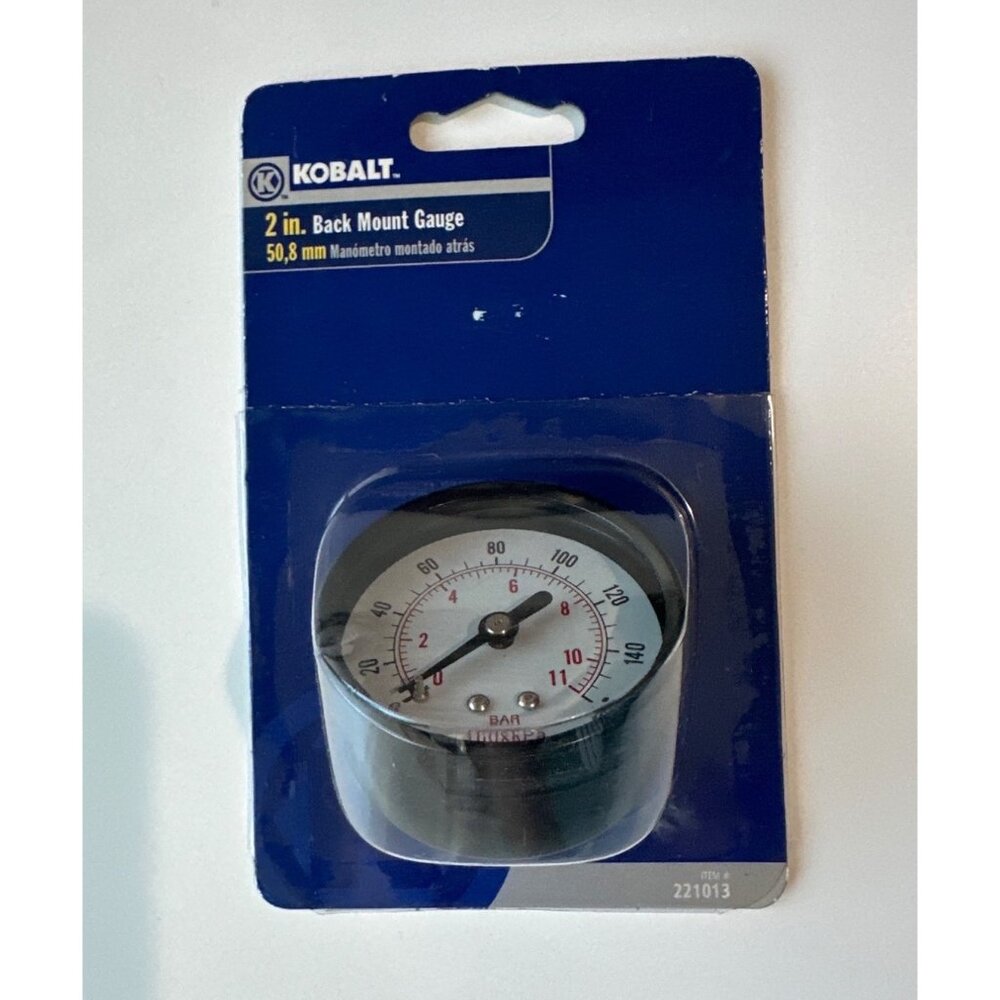 2 In. Kobalt Back Mount Pressure Gauge 0-160 PSI Range 1/4 In. NPT(M) 100xkPa Mo